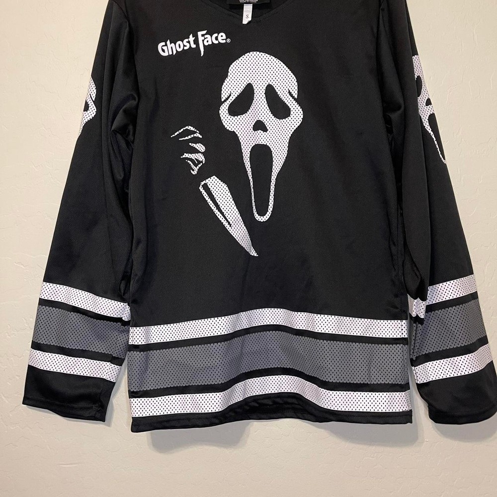 Ghostface scream black hockey jersey
