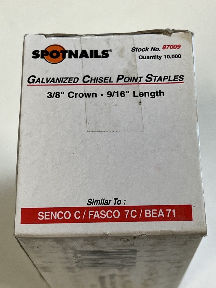 10M 87009 Galvanized Chisel Point Staples 3/8" Crown 9/16" Length 71 C 7C BEA71