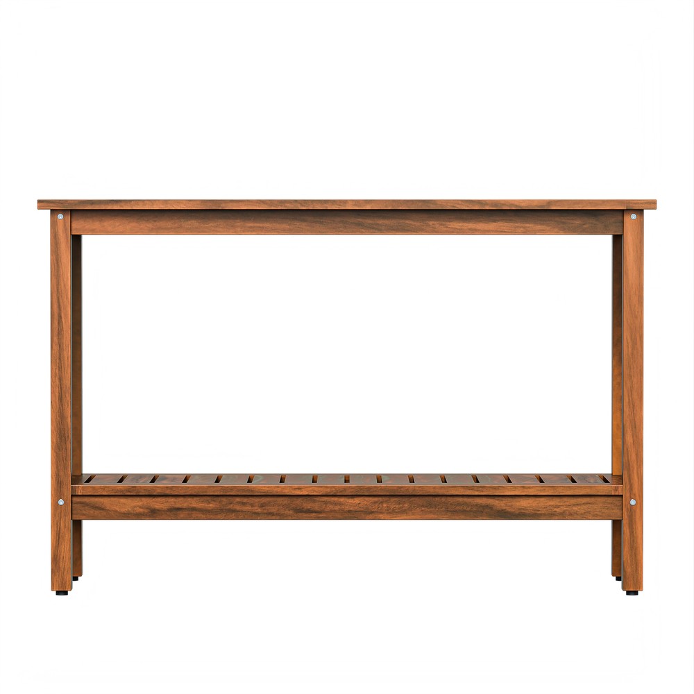 2-Shelf Console Table 48" Patio Side Accent Table Multifunctional w/Foot Sliders