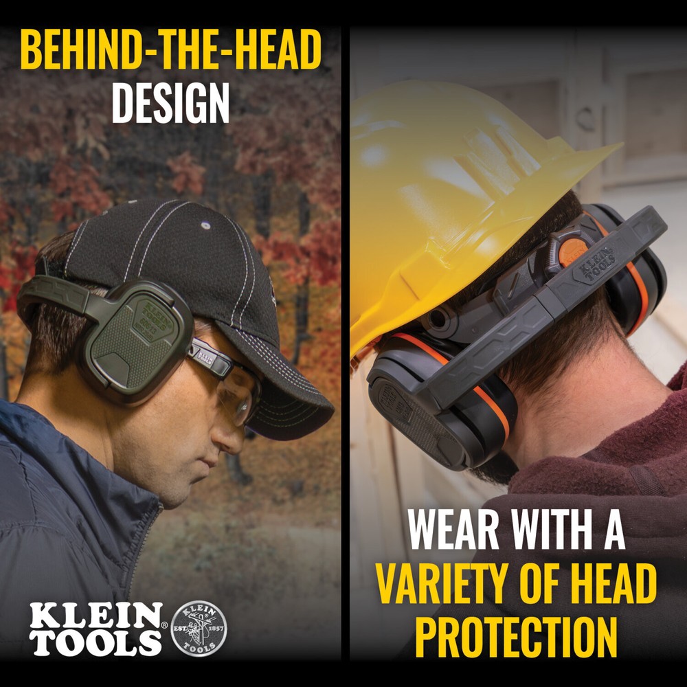 Klein Tools 60613 Behind-the-Head Earmuffs 25dB Hearing Protection, Adjustable