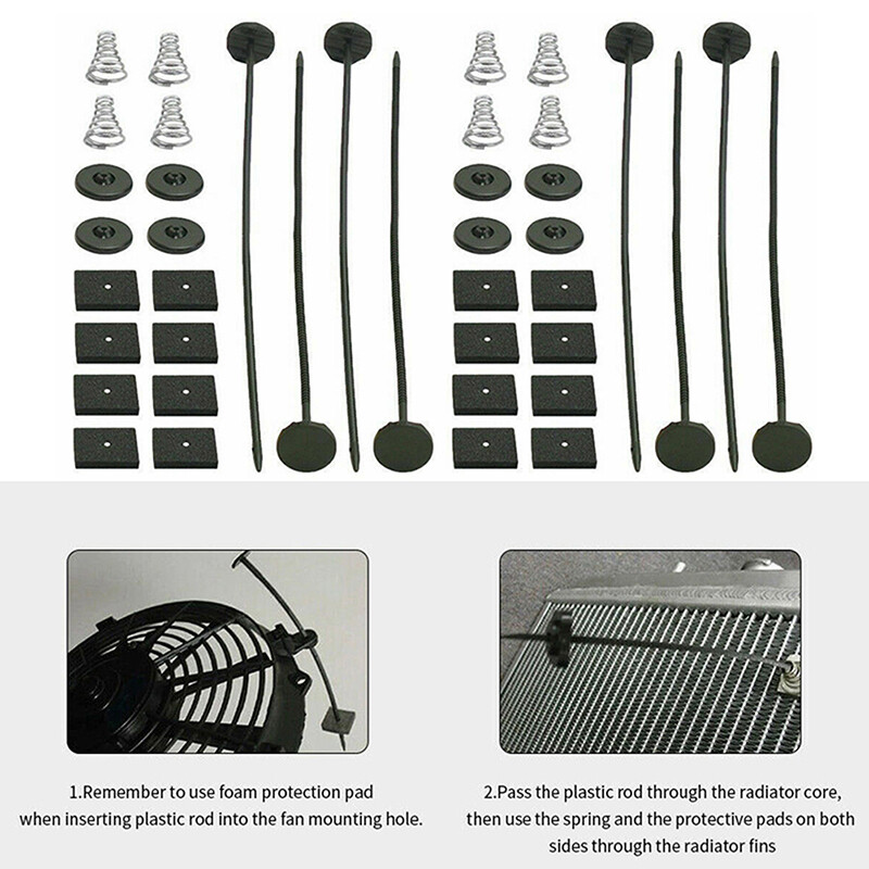 2-Pack Universal Electric Radiator Fan Mounting Kit–Include Zip Tie, Straps&Tabs