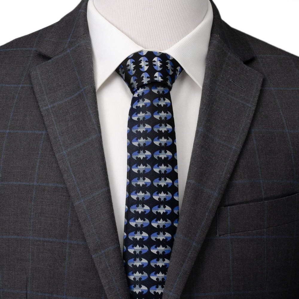DC Batman Blue Blocked Black Men's Tie