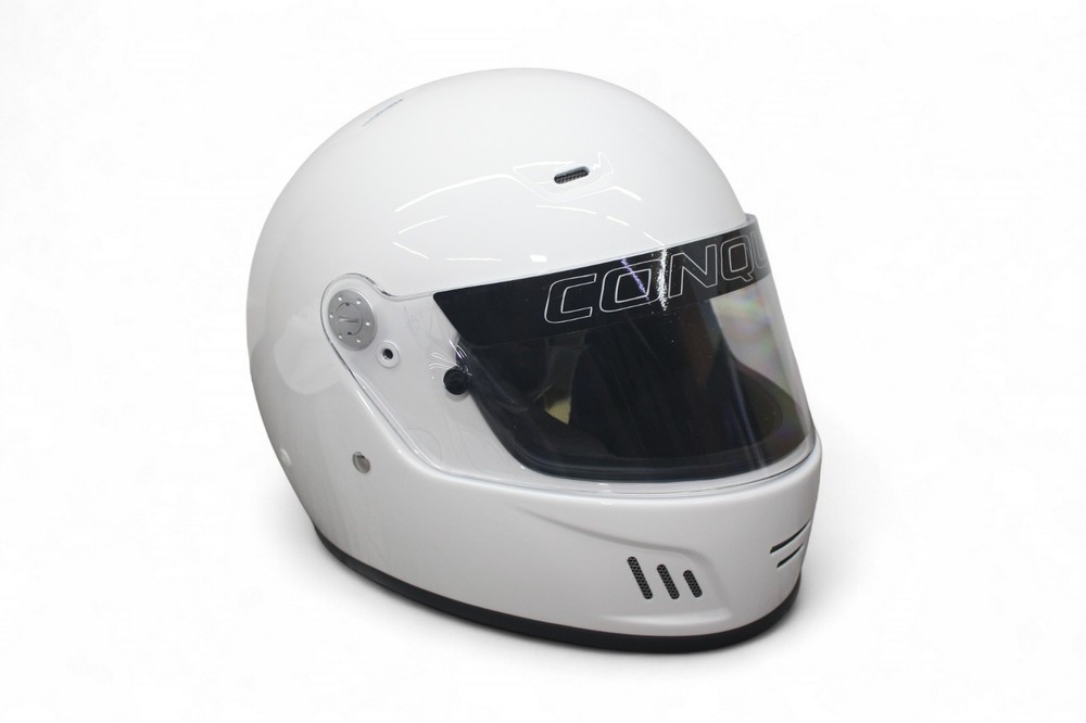 Conquer Snell SA2020 Full Face Auto Racing Helmet MEDIUM - WHITE - OPEN BOX