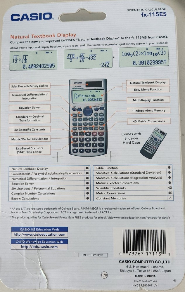 Casio FX-115ES Scientific Calculator