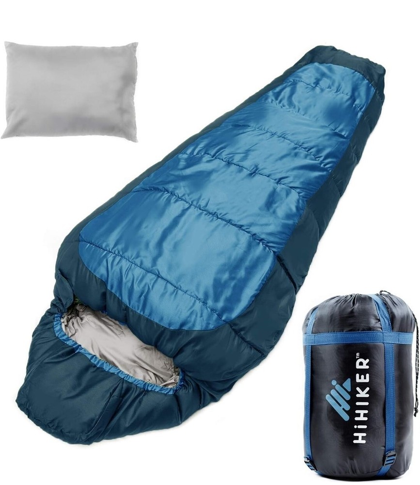 NEW HiHiker Mummy Bag Pillow w/Compact Compression Sack sleeping bag