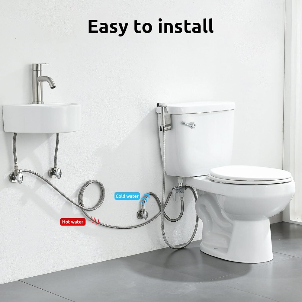 Brushed Nickel Wall-Mounted Bidet Sprayer - Customize Your Cleaning Experience