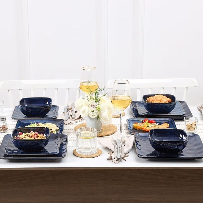 12 Piece Porcelain Dinnerware Set Stackable Dishwasher Safe Elegant Design New