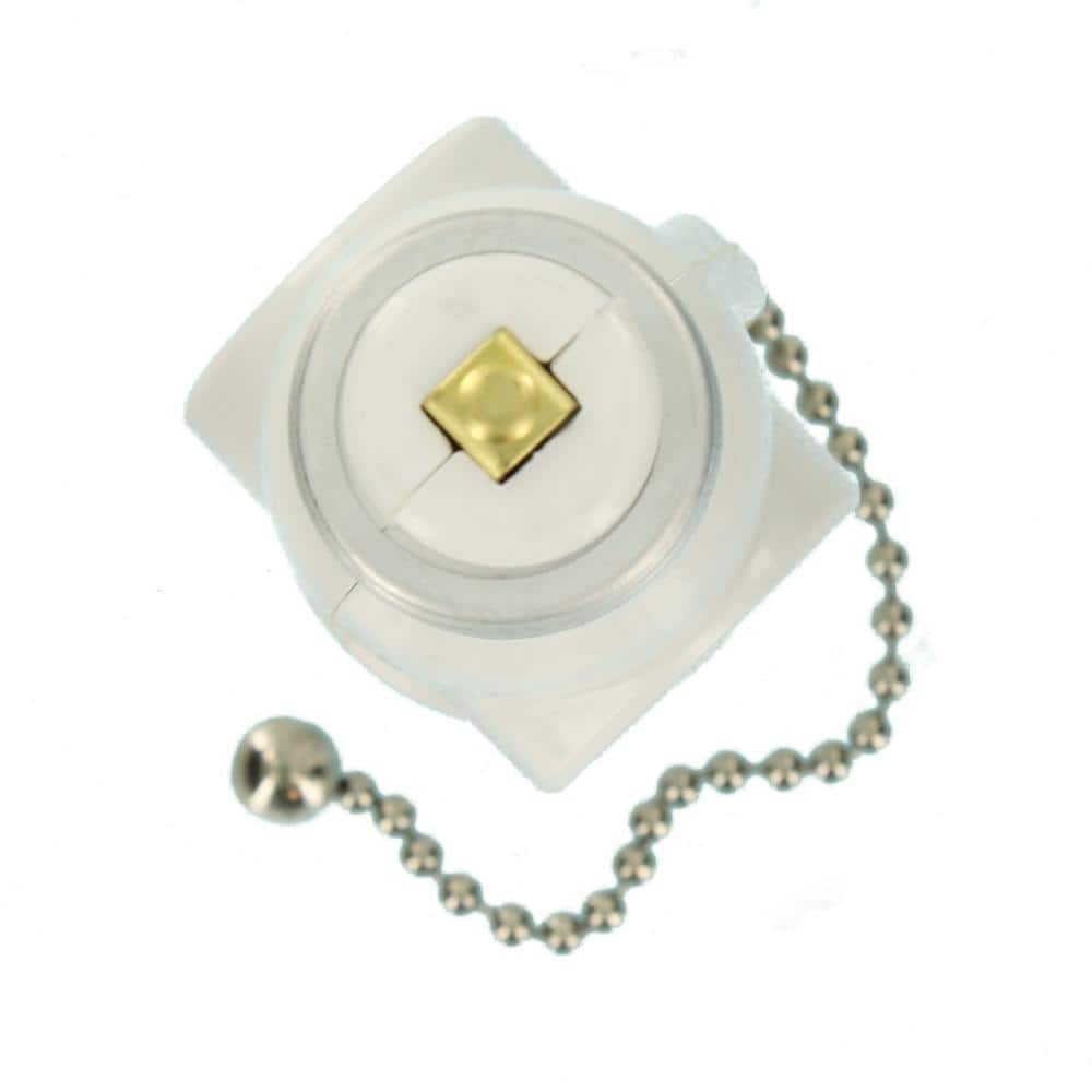 2-Outlet White Socket with Pull Chain – Durable Light Socket Adapter 1406-W