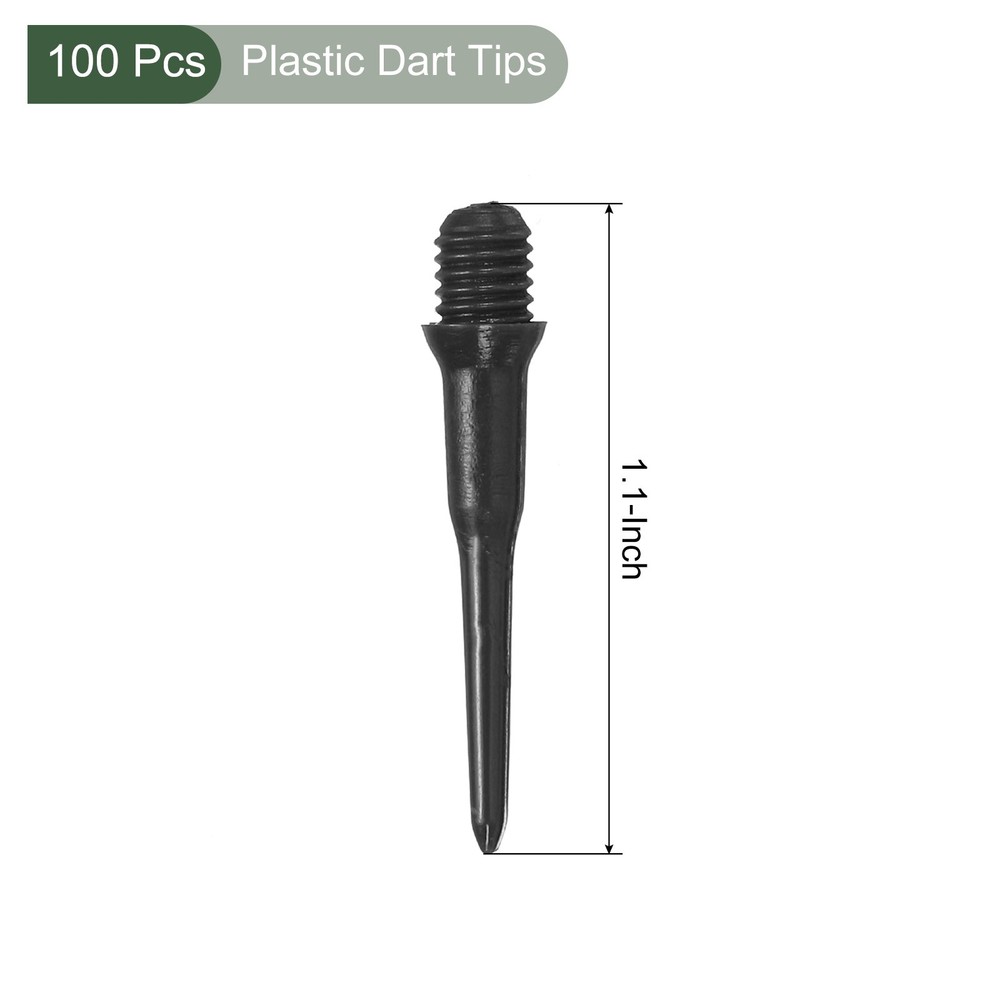 100Pcs Plastic Dart Tips,Game 2BA Thread Soft Darts Tips Black