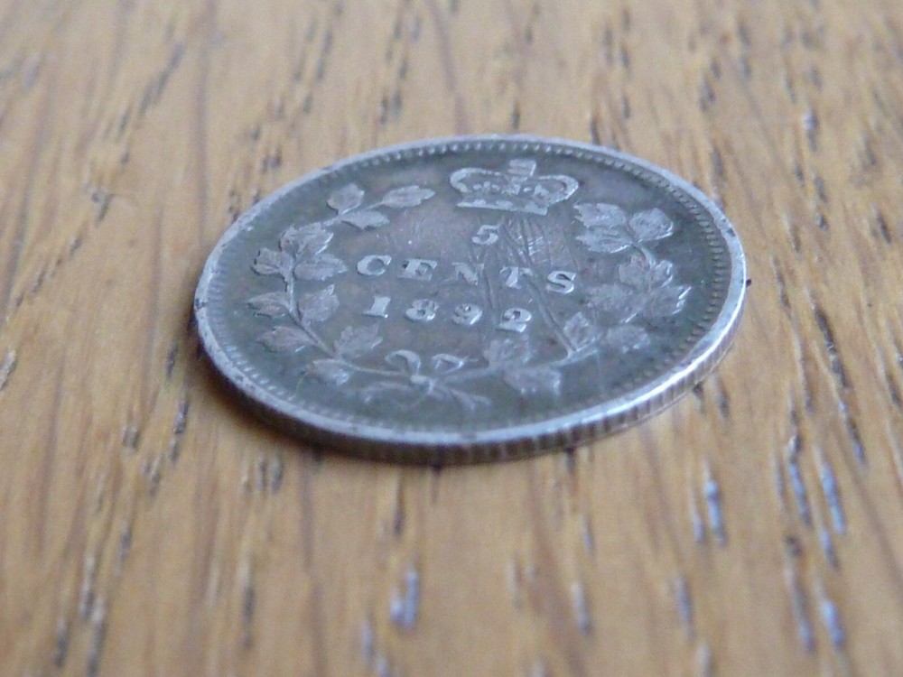 CANADA 1892 5c five cents silver coin