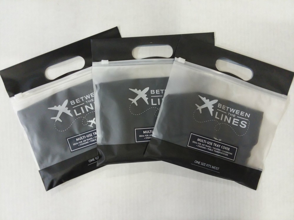 (3) Pack  Between the Lines Airplane Tray Covers Reusable & washable  Black