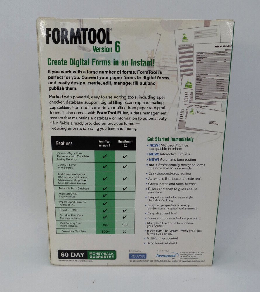 OfficeWork Formtool Version 6 Computer Software Windows XP Vista 7