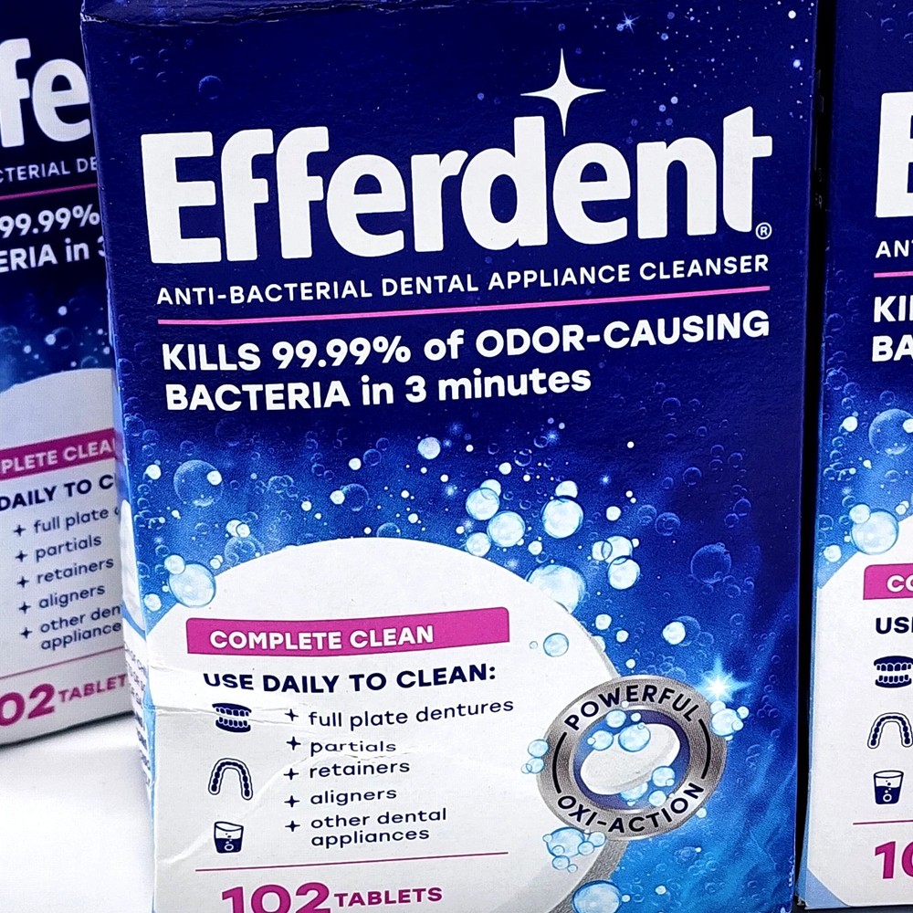 5 Pack Efferdent Complete Clean Denture Cleanser 102 Ct Damaged Boxes