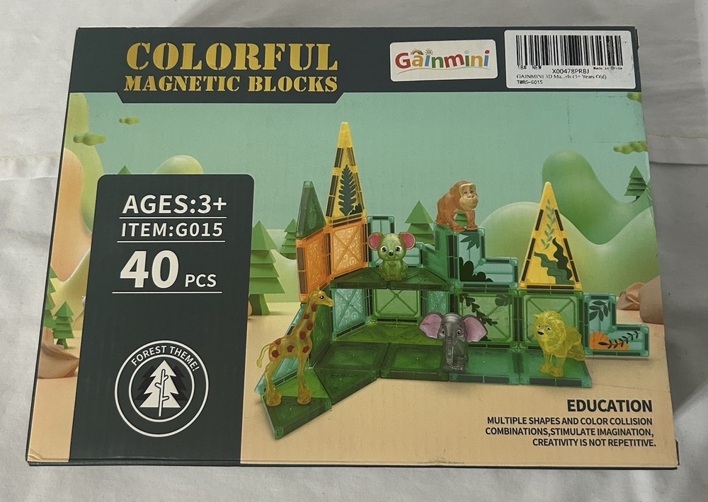 Colorful Magnetic Blocks, 40pc, Forest Theme, 3+