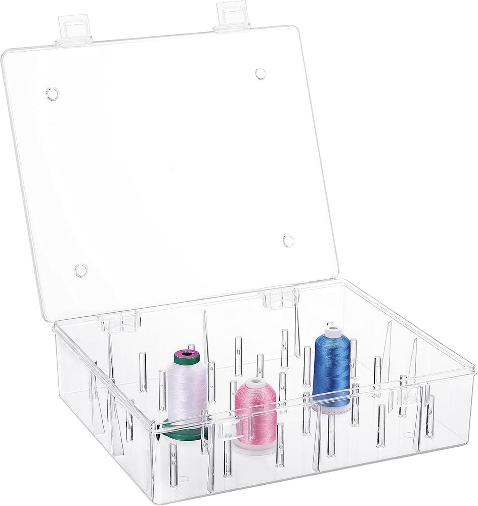 Portable Storage Box: Holds 30 Tall Thread Spools - Durable & Clear