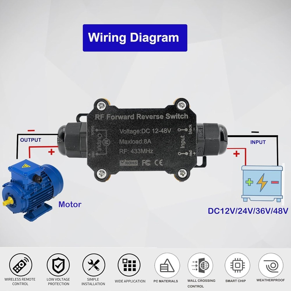 Forward Reverse Switch,DC12V-48V Waterproof Linear Actuator Remote Control...