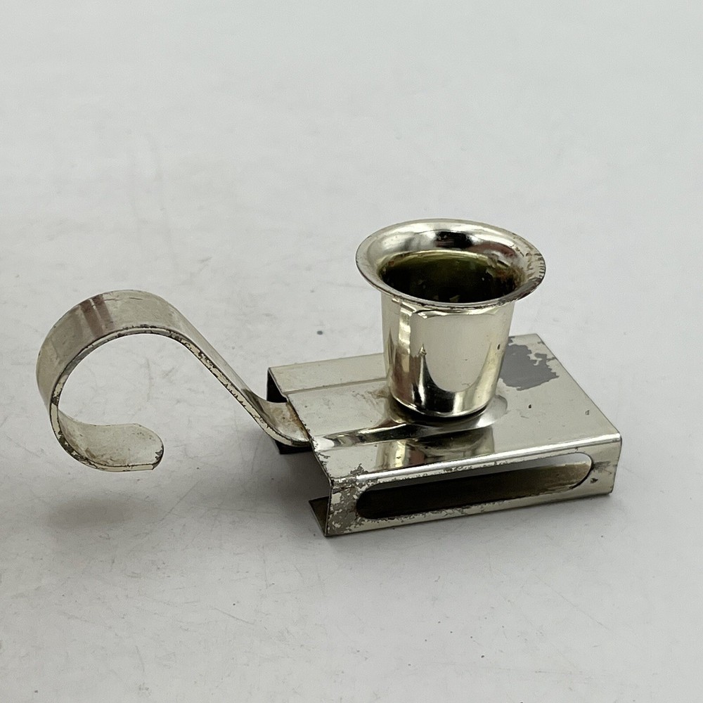Vintage Small Silver-Plate Chambers Stick & Matchbox Holder 1 Prepper Primitive