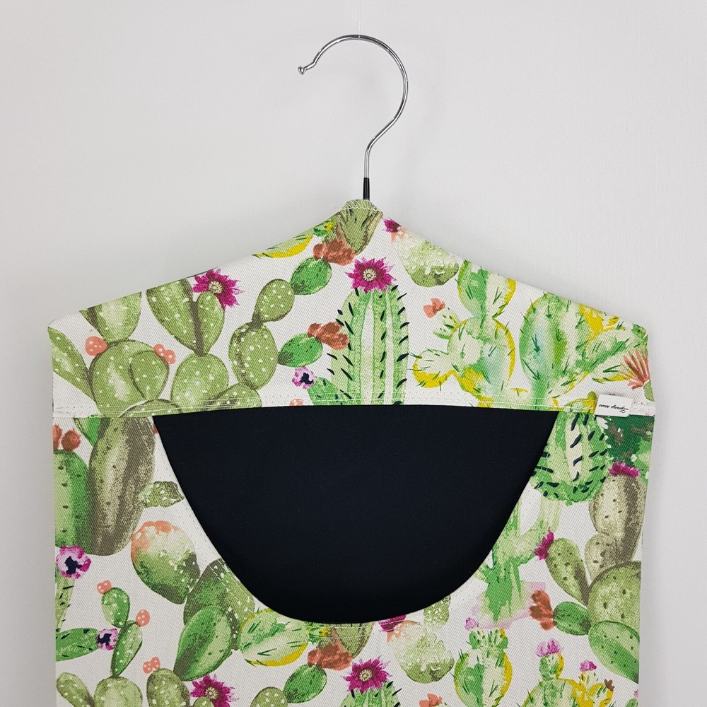 Peg Bag Handmade Green White Cactus Print Lined Laundry Clothes Peg Holder