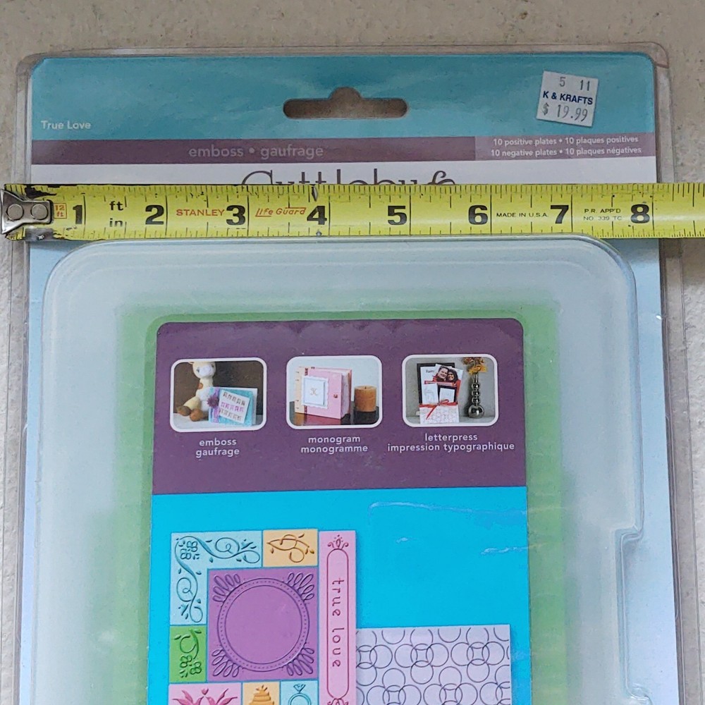 Cuttlebug Embossing Plates True Love All-In-1 System Card Kit Positive Negative