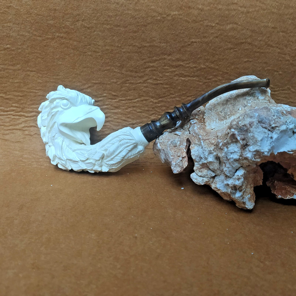 Big Size Eagle Head Meerschaum Pipe with Fitted Case