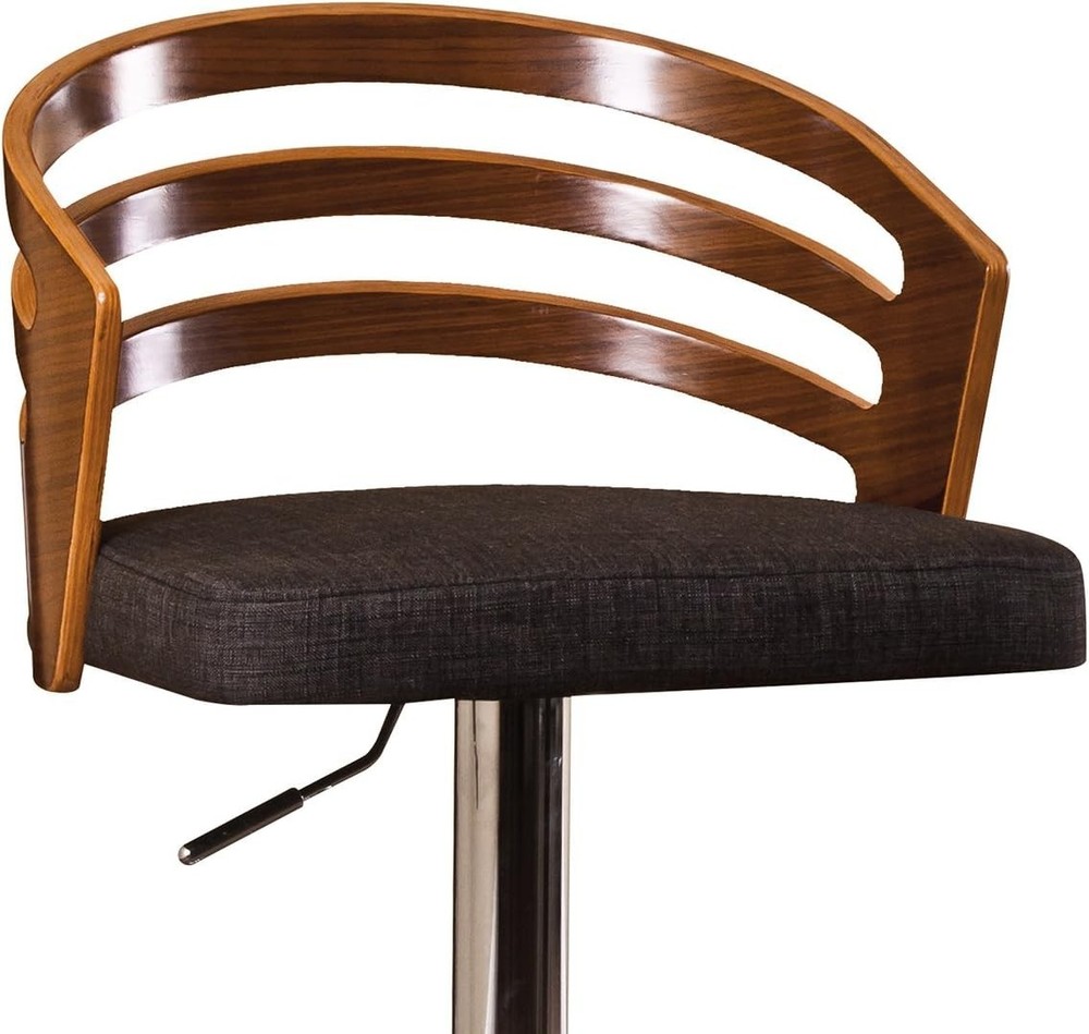 Modern Wood Back Adjustable Swivel Bar Stool with Cushion
