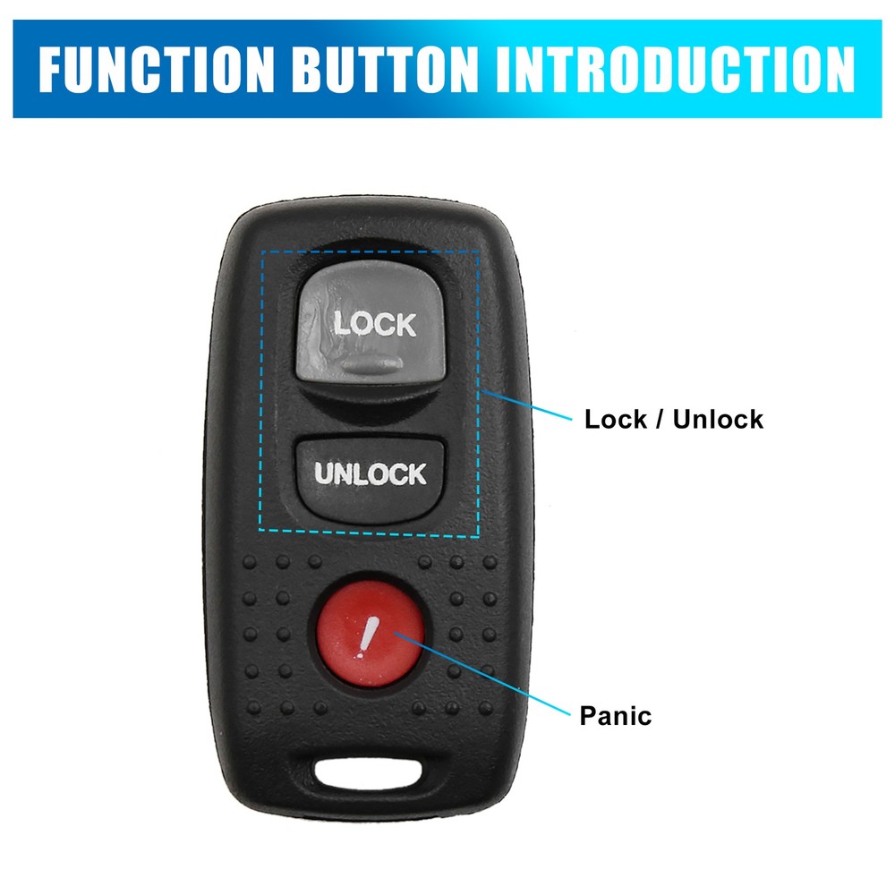 Key Shell Case fits for Mazda 3 6 03-09 3 Key Button BB - 1pcs