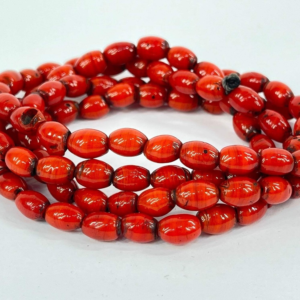 Bohemian Tiny Oval Red Trade Beads