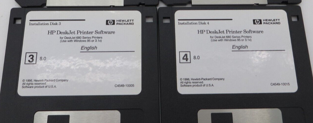 HP DeskJet Printer Software 3.5" Floppy Disks 1996 Hewlett Packard computer