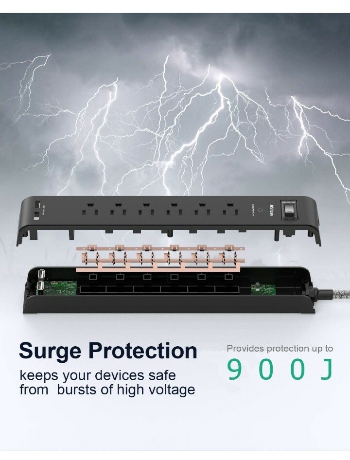 Mifaso 12Ft Power Surge Protector 2 Pack NEW