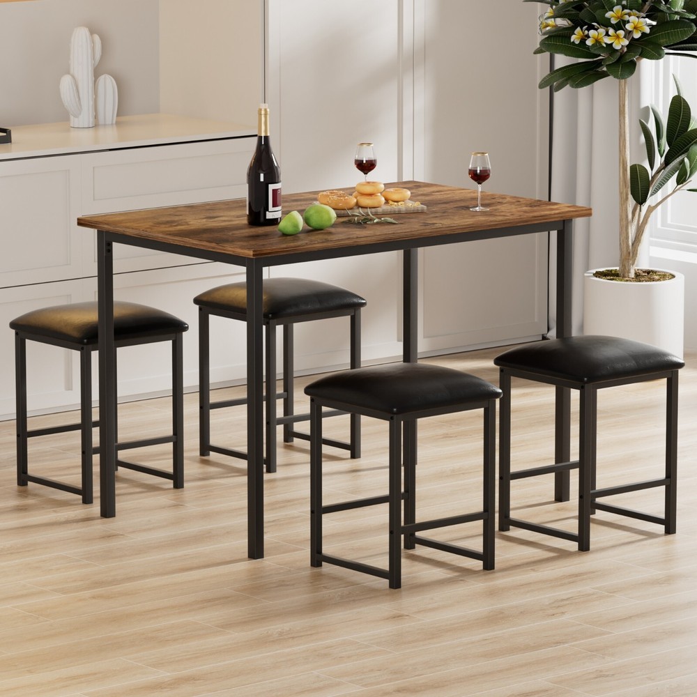 Dining Table Set for 4 Small Space Kitchen Breakfast Table Chairs Set, 4 Stools