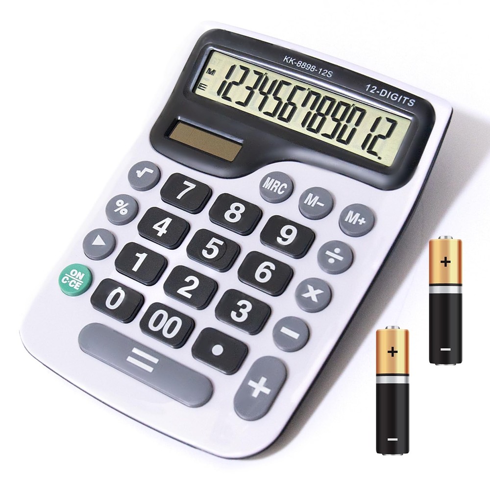 12 Digit Desktop Calculator with Large LCD Display and Sensitive Button, Dual...