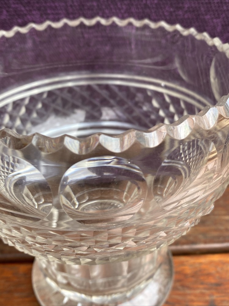 Mid Victorian Antique Cut Glass Table Vase