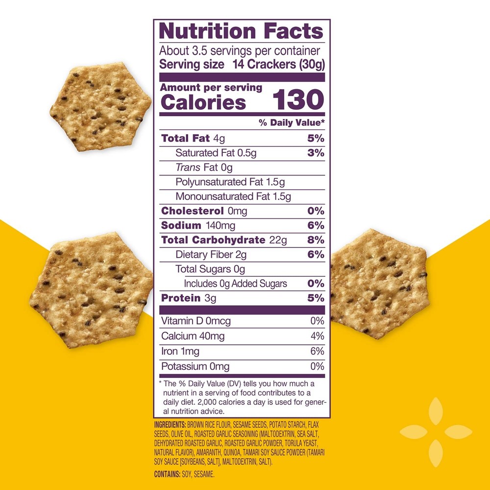 Crunchmaster Roasted Garlic Multi Seed Crackers 4 Oz Low Fat Whole Grain Snack