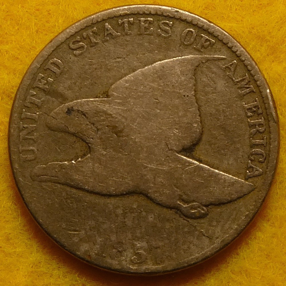 1857 Flying Eagle Cent with obverse lamination