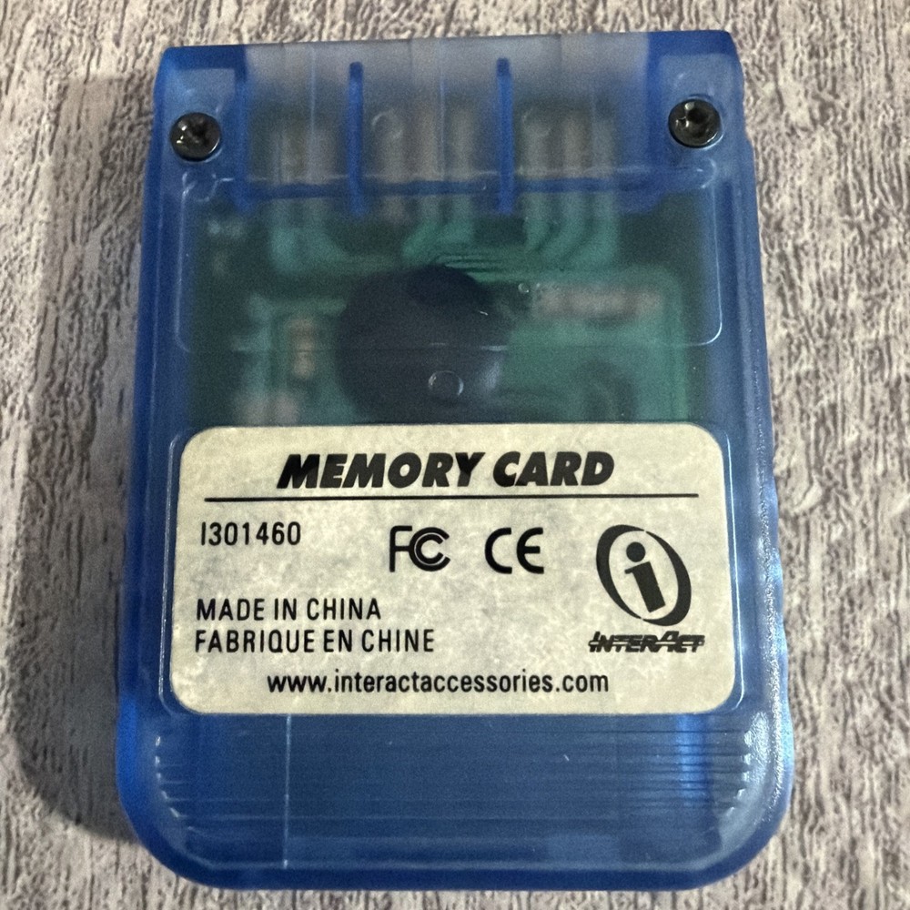 InterAct 122 KB Memory Card PS1 Tested & Working Blue PS1