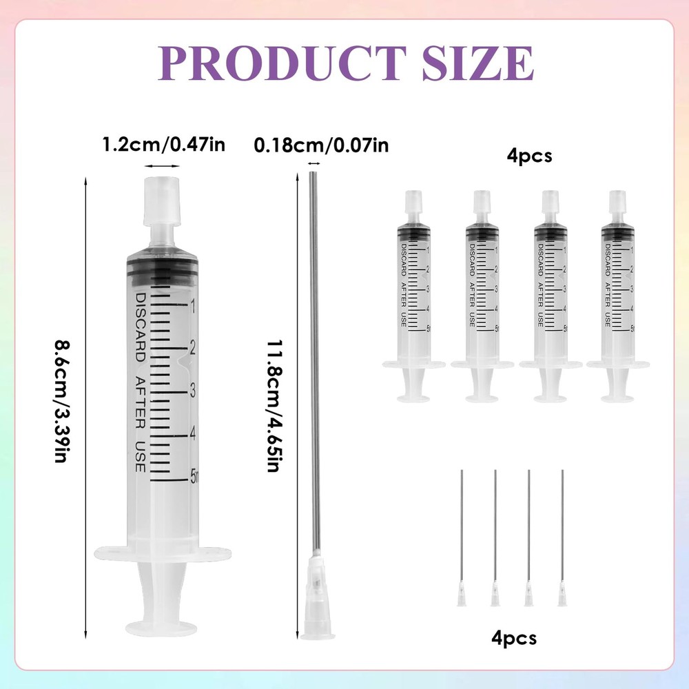 4 Pack-5ml Plastic Perfume Syringe Extracto Decanter Kit with Blunt Stainless...