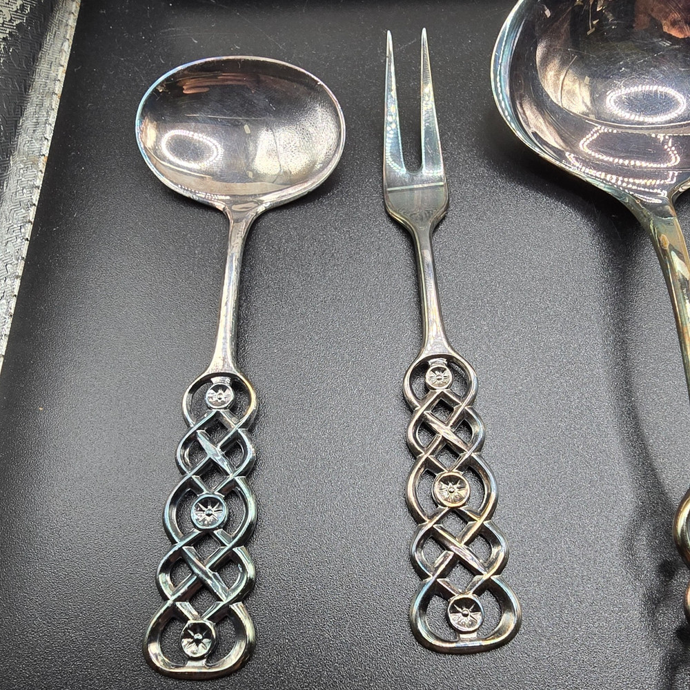 vintage 5 piece David Andersen 830s Silver Ringebu Serving Set spoon knife fork