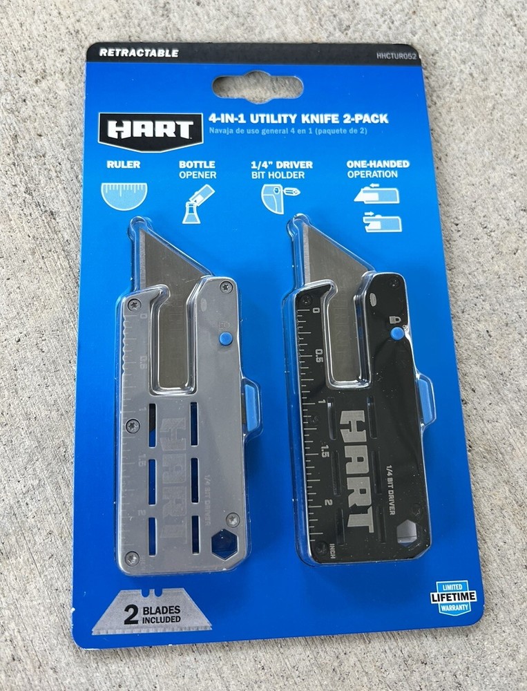HART Retractable 4-IN-1 Utility Knife 2 Pack