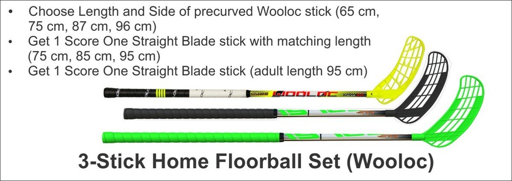 3-Stick Home Floorball Set (Wooloc)
