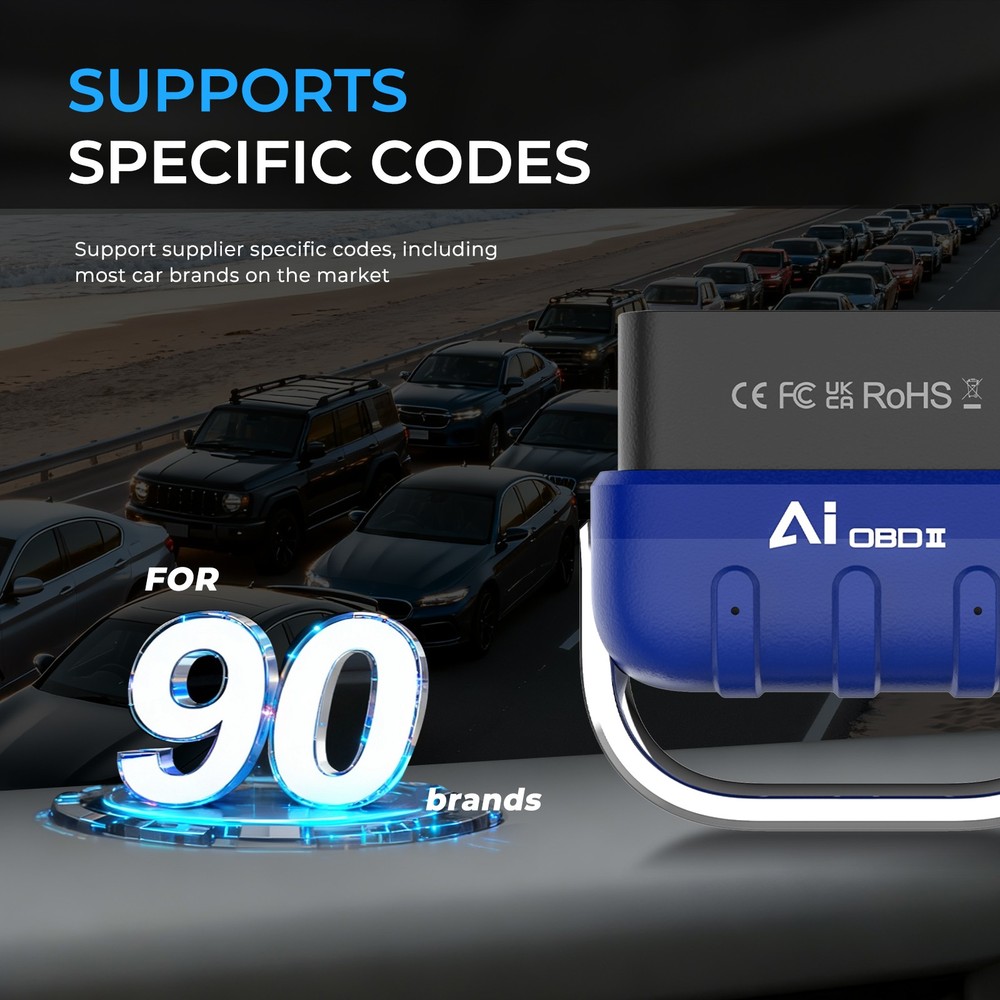 Car Check Engine Scanner Bluetooth OBD2 with AI, Free App for iOS and Android