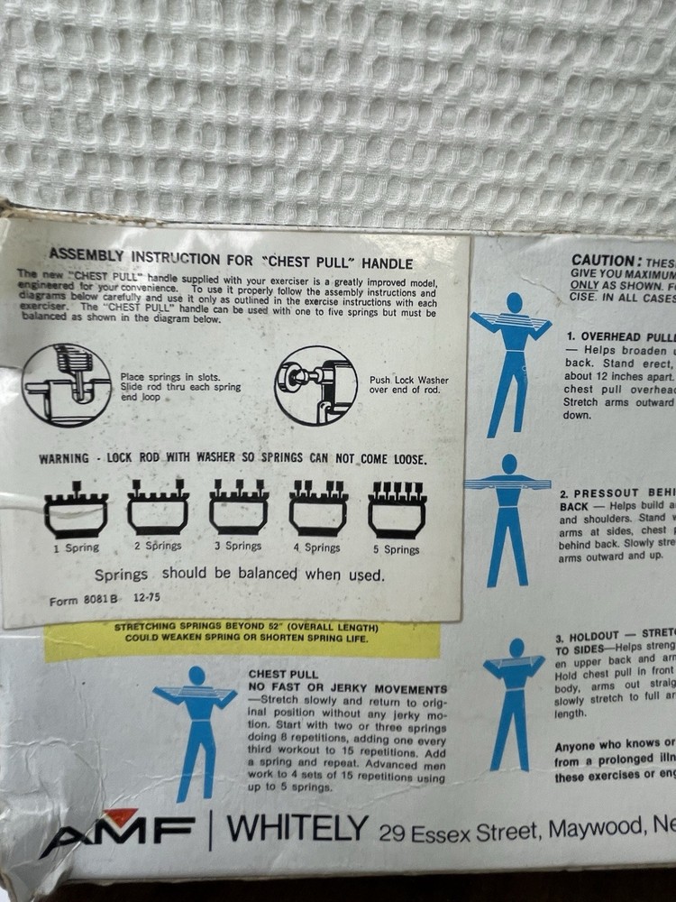 Vintage 1970s DP 5 Spring Chest Pull Expander Exerciser in Original Box