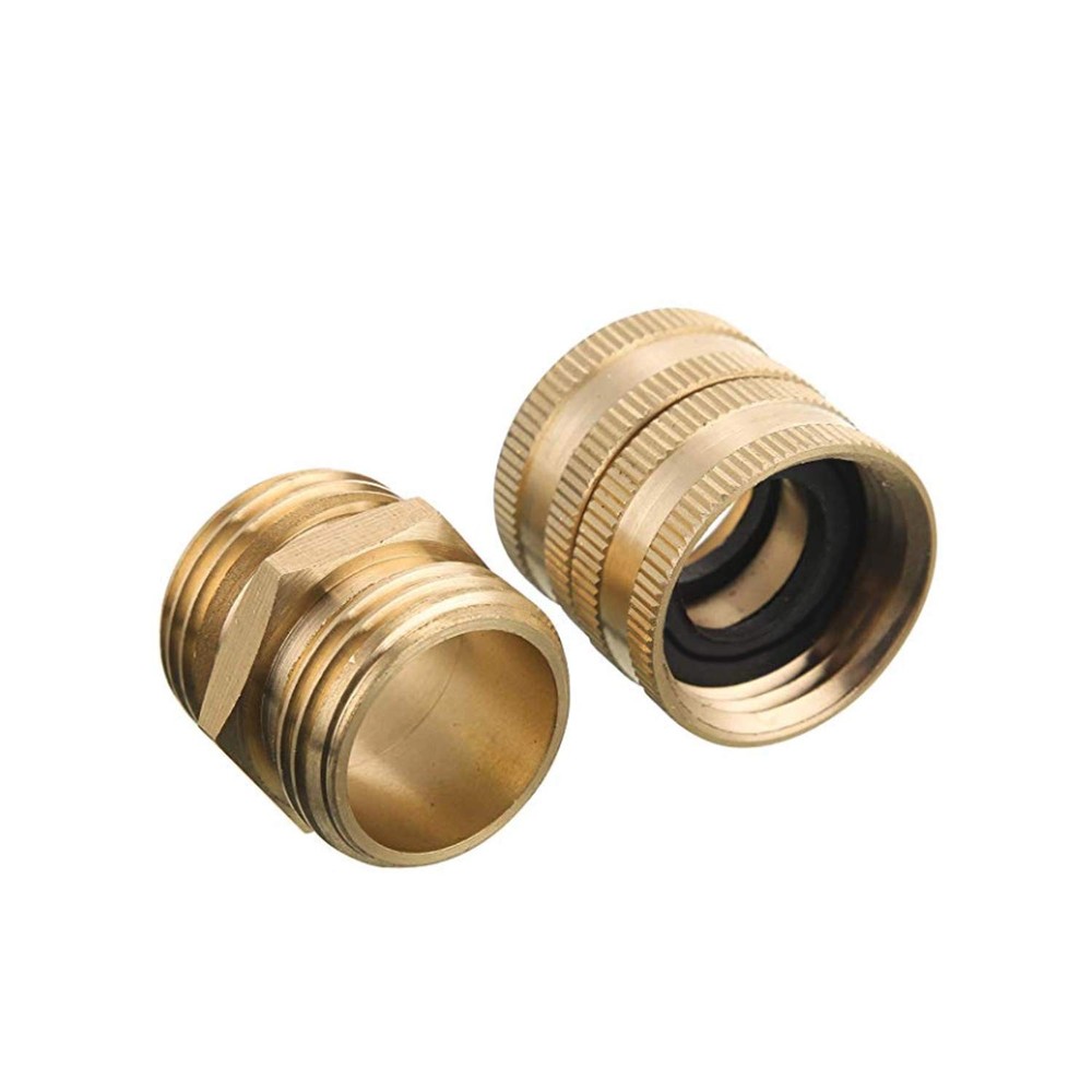 Hourleey Garden Hose Adapter, 3/4 Inch Solid Brass 2 Sets,