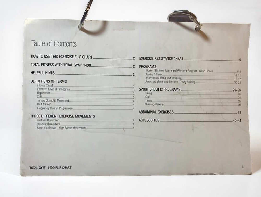 Total Gym 1400 Flip Chart