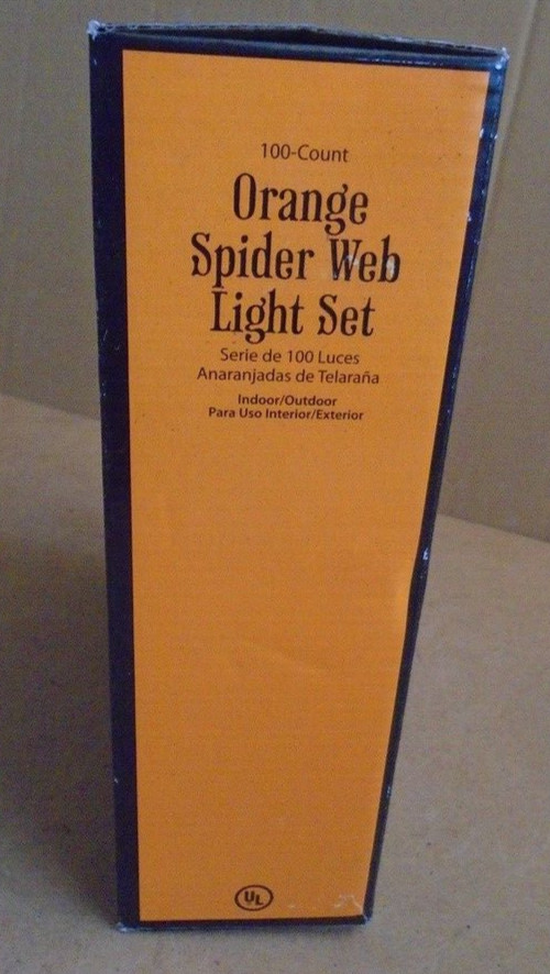 Halloween Orange Spider Web Light Set 4ft. Black Wire
