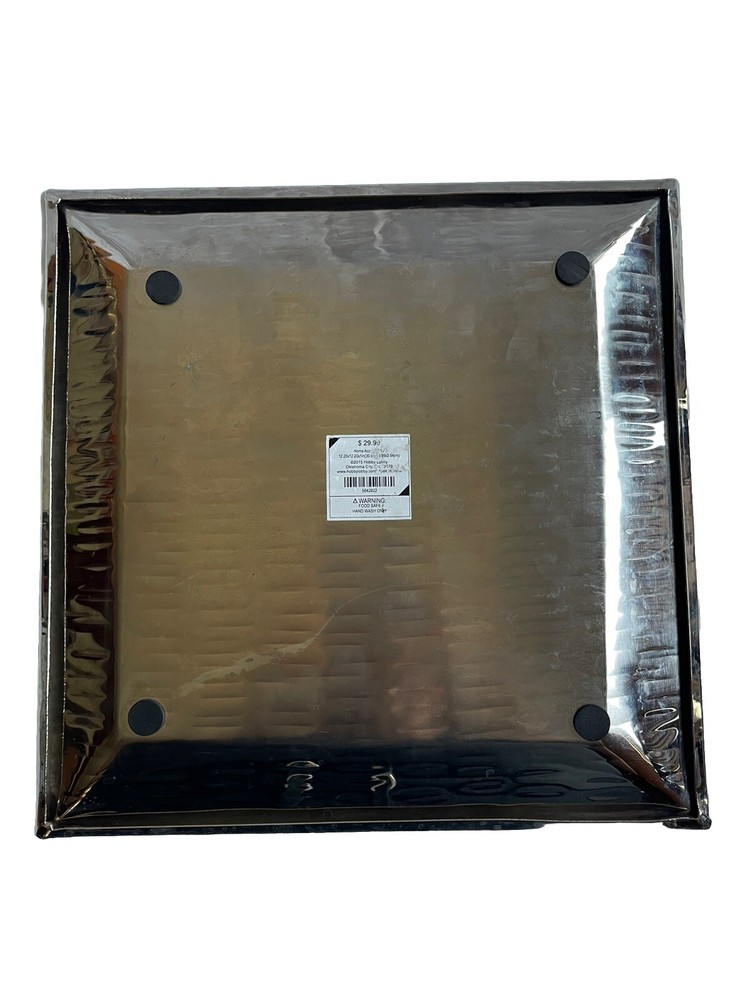 Hammered Square Solid Copper Tray Plate Serveware 12.20”12.20”x1” Silver Tableto