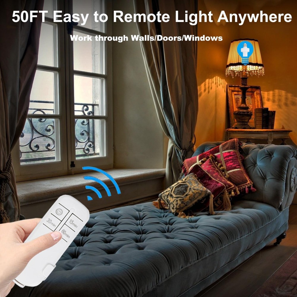 Remote Control Light Sockets,Wireless Light Switch kit with Timer,15/30/60min...