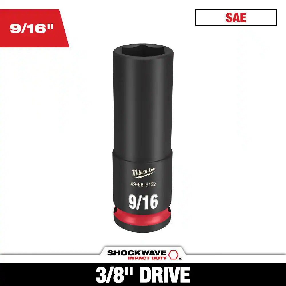 SHOCKWAVE 3/8 In. Drive 9/16 In. Deep 6 Point Impact Socket (1-Pack)