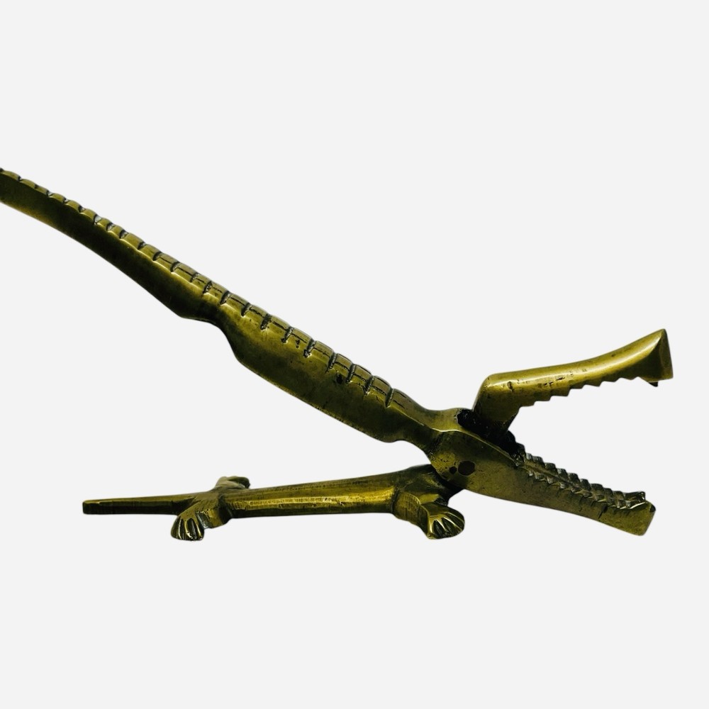Vintage Brass Alligator Crocodile ￼Nutcracker 7.75”