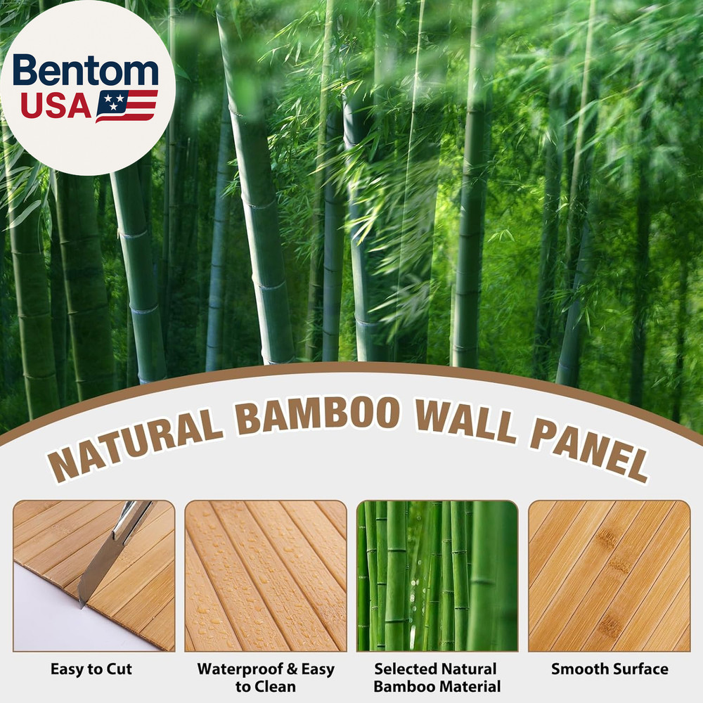 Natural Bamboo Wall Panel for Interior Wall Decor, Pole Wrap Wainscoting Interio