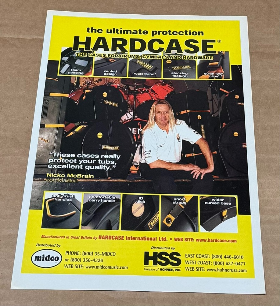 HARDCASE HSS - NICK MCBRAIN of IRON MAIDEN - 2003 Print Advertisement